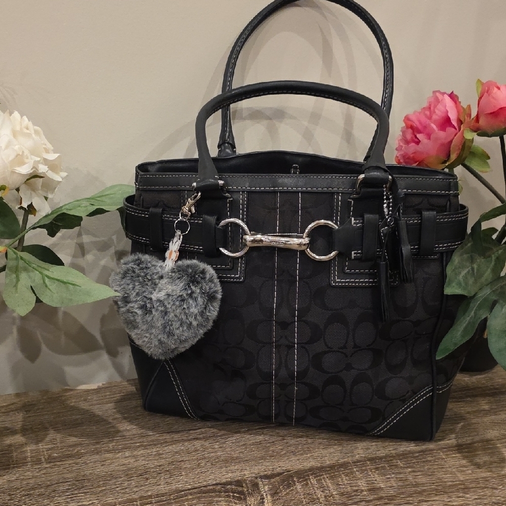 Coach  Vintage Signature Jacquard And Leather Trimmed Satchel #10247